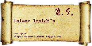 Malmer Izaiás névjegykártya